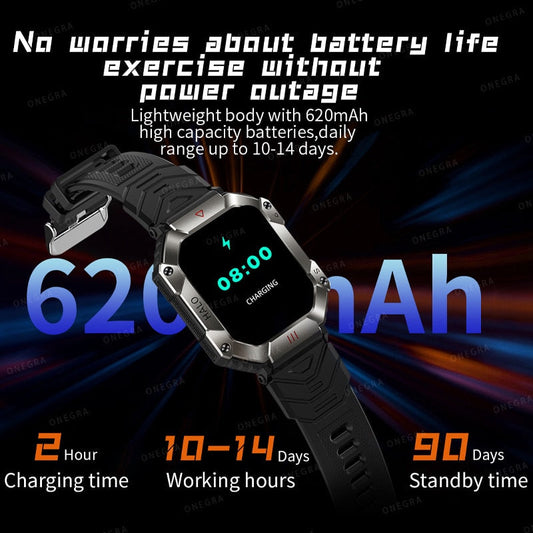 IP68 Waterproof Military AI Voice Bluetooth Call Smart Watch 