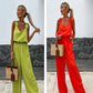 Women's Sleeveless Wide Leg Jumpsuit.