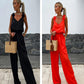 Women's Sleeveless Wide Leg Jumpsuit.