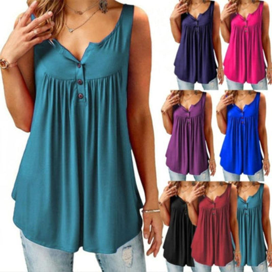 Women's Comfy Loose Button Down Tank Top