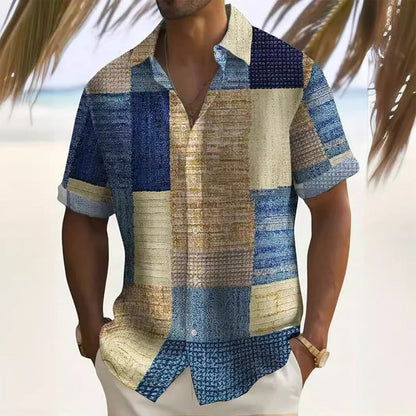 Camisa con estampado de colores en contraste para hombre