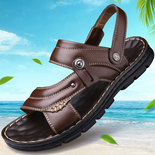 2023 venta caliente-Sandalias de playa de cuero para hombre de verano