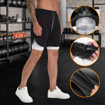 🔥Pantalones cortos deportivos de doble capa con múltiples bolsillos para hombres profesionales