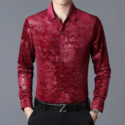 Camisa de manga larga estampada de lujo para hombre