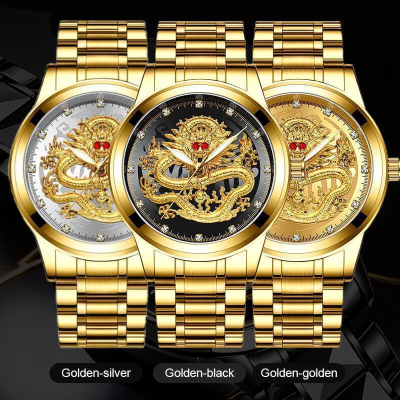 ✨Venta caliente✨Reloj Dragón Dorado en Relieve-6