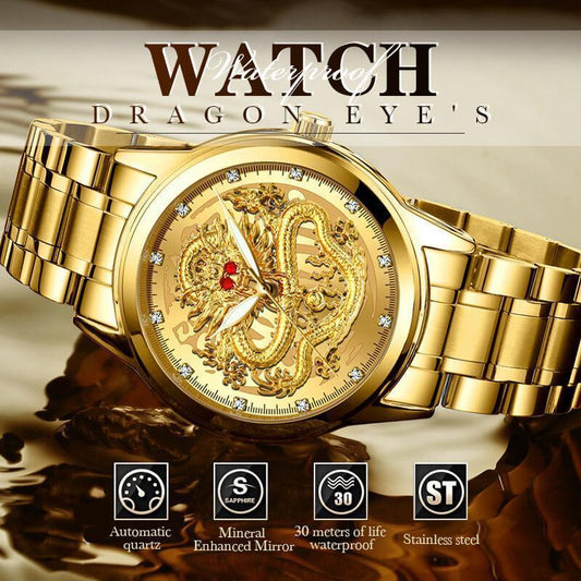 ✨Venta caliente✨Reloj Dragón Dorado en Relieve