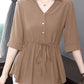 Women’s loose V neck mid-length shirt