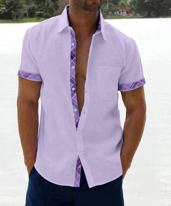 Oferta de verano-49 % OFF?--- Camisa informal con botones y cuello a cuadros para hombre-8