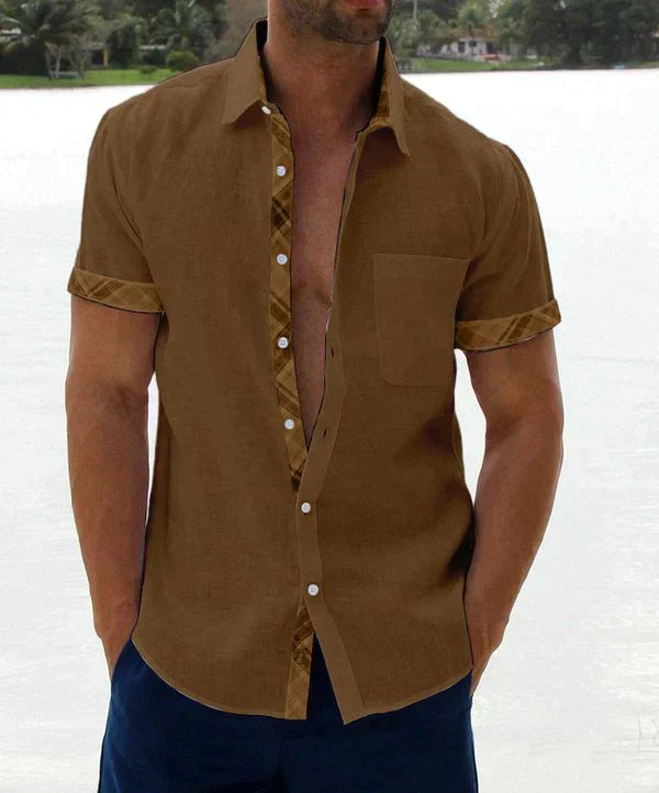 Oferta de verano-49 % OFF?--- Camisa informal con botones y cuello a cuadros para hombre-9