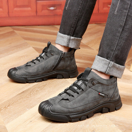 [Regalo de invierno] Los hombres de invierno zapatos de algodón de cuero Sneaker