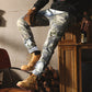 JEANS CAMUFLAJE PARA HOMBRES, PRENDAS DE TRABAJO PATCHWORK